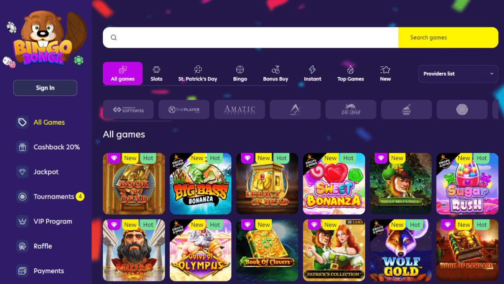 BingoBonga - Online pay and play casino met cashback bonus tot wel 20%
